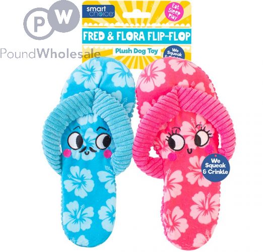 Wholesale Smart Choice Summer Crinkle Squeak Plush Flip Flops Dog Toy Assorted Colours Pound Wholesale