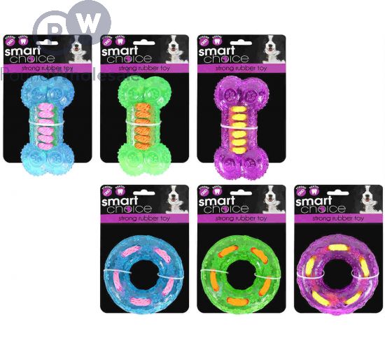 Wholesale Smart Choice Strong Rubber Dog Toys 2 Assorted Designs 3 Assorted Colours Pound Wholesale