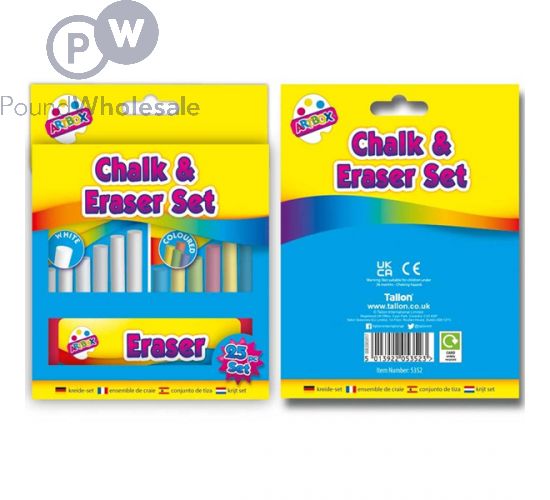 Art Box 25pc Fun Chalk & Eraser Set Art Box 25pc Fun Chalk & Eraser Set