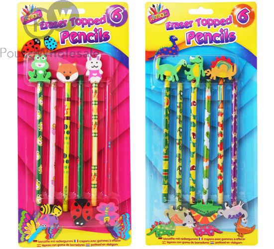 Wholesale Artbox Erasertopped Novelty Animal Pencils 6 Pack Assorted