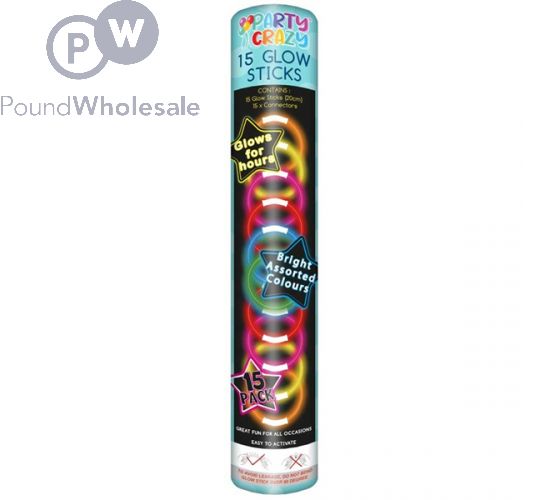 Wholesale Party Crazy Glow Sticks 20cm Assorted Colours 15pc Cdu Pound Wholesale