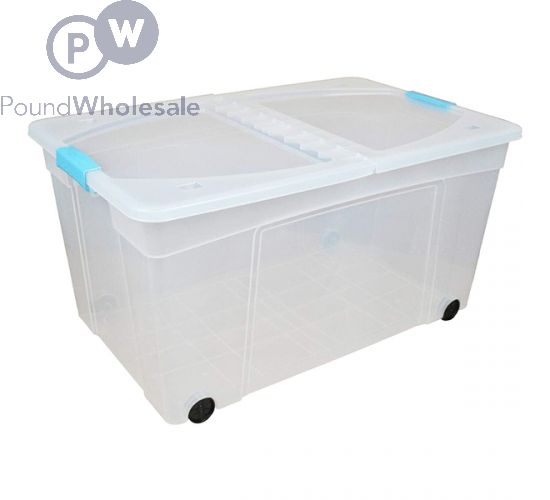 Whole Large Clear Clippy Storage Box With Wheels Folding Lid 110l Pound Wheels Folding Lid 110l Pound Whole, Wheeled Storage Trunk Plastic