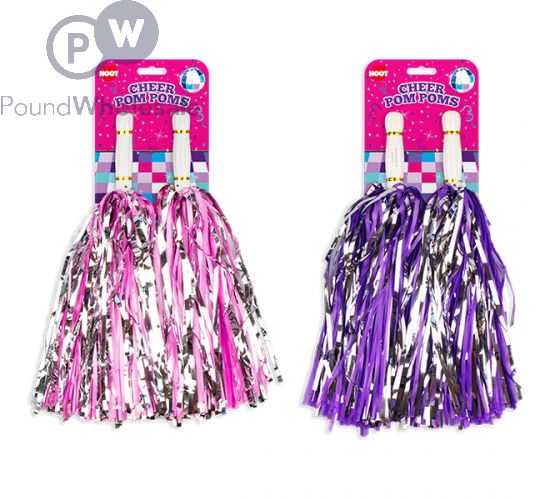 Metallic Cheer Pom Poms Cheerleading Cheerleader Gear 2 pieces one pair poms(Black)  