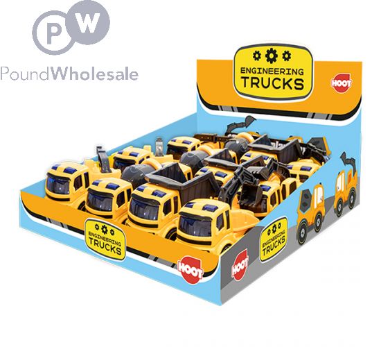 Hoot Engineering Digger Trucks Toys CDU Assorted