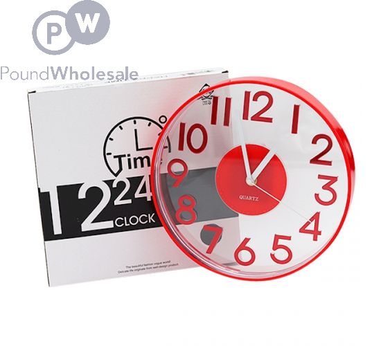 HAPPY TIME 12 24 WALL CLOCK RED BOX