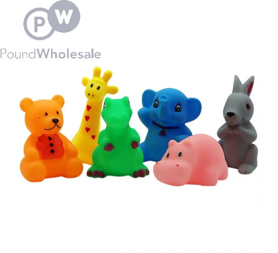 RUBBER SQUEAKY ANIMALS ASSORTED 6PC