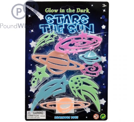 GLOW IN THE DARK MULTICOLOUR STARS, MOONS & PLANETS