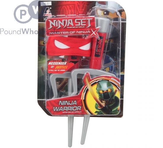 Red Ninja Eye-Mask & Ninja Knives Set