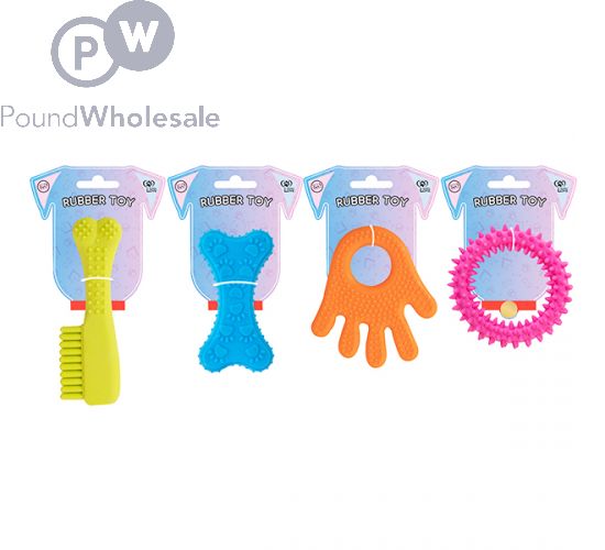WORLD OF PETS RUBBER PUPPY SMALL DOG TOY ASSORTED