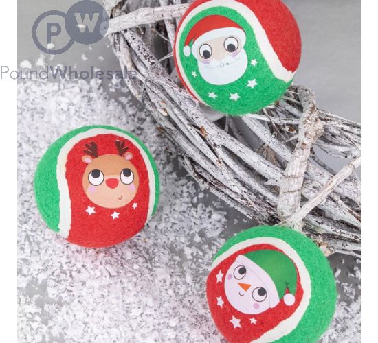 Wholesale Smart Choice Assorted Christmas Festive Tennis Balls 3 Pack | Pound Wholesale