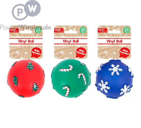 Wholesale Smart Choice Squeaker Vinyl Christmas Dog Balls 7cm Assorted Pound Wholesale