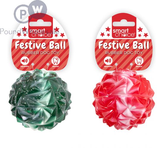 Wholesale Smart Choice Christmas Sparkly Festive Rubber Dog Ball