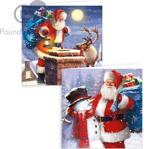 Wholesale Giftmaker Traditional Santa Christmas Cards 10pc | Pound ...