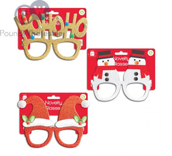 Wholesale Giftmaker Novelty Christmas Glasses 3 Assorted Pound