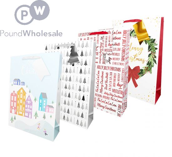 Wholesale Christmas Traditional Luxury Xl Gift Bag Assorted Pound Wholesale