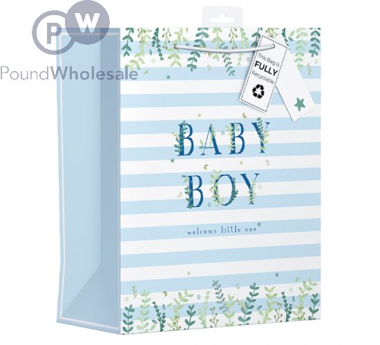 Wholesale Giftmaker Floral Baby Boy Gift Bag Large Pound Wholesale