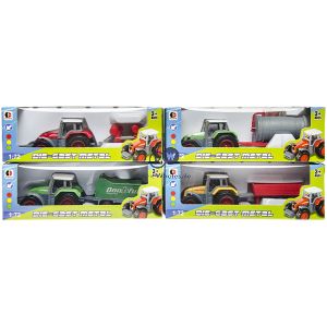 Die-cast 1:72 Metal Tractor & Trailer Play Set Cdu Assorted