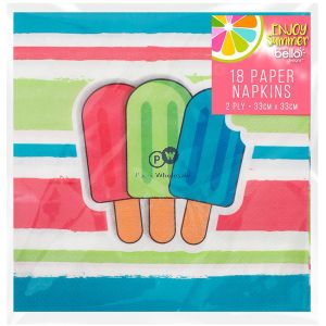 Bello Stripe Lolly Paper Napkins 18 Pack Cdu