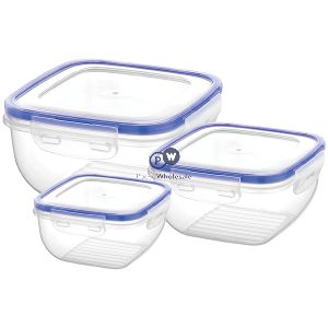 Bager Click & Lock Square Food Storage Container 3pc Cdu