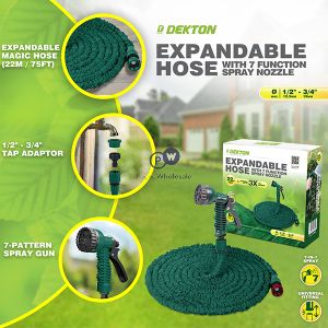 Dekton Expandable Hose With 7 Function Spray Nozzle 22m
