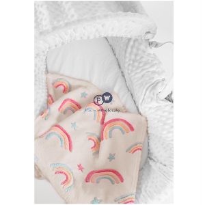 Hugs & Kisses White Rainbow Baby Blanket 70cm X 90cm