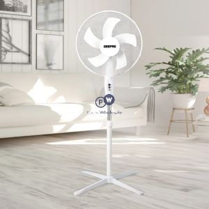 Geepas 16" White 240v 5-blade Oscillating Pedestal Fan 240v 1.2m