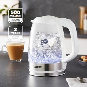 Geepas Led Illuminating White Glass Rapid Boil Kettle 1.7l