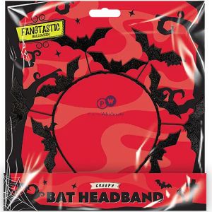 Halloween Black Glitter Bat Headband 12.5cm