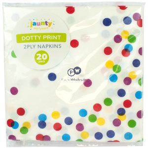 Jaunty 2 Ply Dotty Napkins 33cm X 33cm 20 Pack Cdu