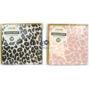 Jaunty 2-ply Leopard Print Napkins 20 Pack Cdu Assorted Colours