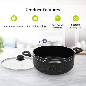 Royalford Non-stick Tempered Glass Aluminium Casserole Dish 26cm