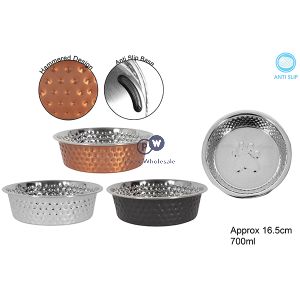 Smart Choice Hammered Stainless Steel Pet Bowl 750ml Assorted Colours