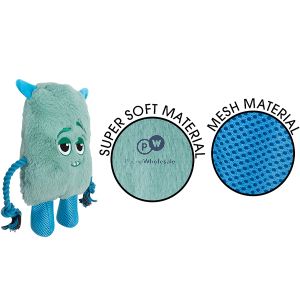 Smart Choice Squeaky Plush Rope Monster Dog Toy Assorted Colours