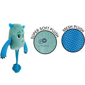 Smart Choice Squeaky Crinkle Plush Rope Monster Dog Toys Assorted