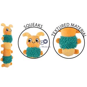 Smart Choice Squeaky Plush Caterpillar Small Puppy Toy 30cm Assorted Colours