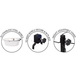 Smart Choice Stainless Steel Adjustable Double Diner Dog Bowl Set
