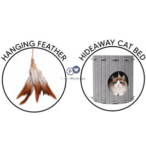 Smart Choice Felt Grey Feather Hideaway Cat Bed 40cm X 30cm