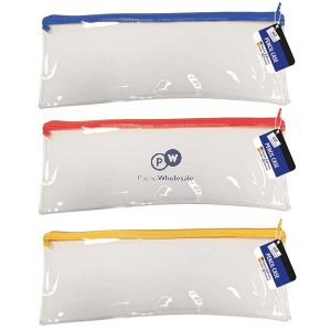 Just Stationery Clear Exam Pencil Case 13" Assorted Colours