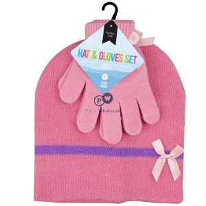 Farley Mill Girl's Beanie Hat & Glove Set 3pc Assorted Colours