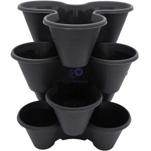 Strawberry Planter Black Stackable Plant Pot