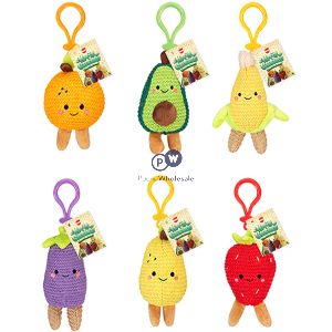 Hoot Knit Cuties Fruit Keyring 10cm Cdu Assorted