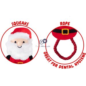 Smart Choice Christmas Squeaky Plush Rope Festive Character Dog Toy 30cm Assorted