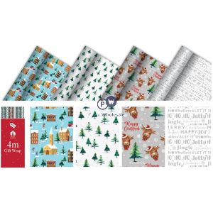 Festive Wonderland Christmas Contemporary Gift Wrap 4m Cdu Assorted
