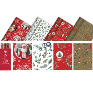 Festive Wonderland Christmas Traditional Gift Wrap 7m Cdu Assorted