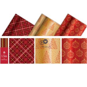 Festive Wonderland Christmas Red & Gold Foil Gift Wrap 1.5m X 70cm