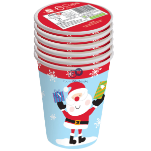 Giftmaker Assorted Christmas Character Paper Cups 8oz 6 Pack Cdu