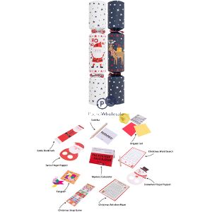 Family Blue Santa & Helpers Christmas Crackers 12" 10 Pack