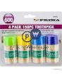 PRIMA DOUBLE SIDED BAMBOO TOOTHPICK CANISTERS ASSORTED 150PC 4 PACK