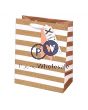 GIFTMAKER 'MERRY CHRISTMAS' ROSE GOLD STRIPE GIFT BAG LARGE