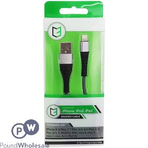 Vibe Apple Iphone Hi-speed Charge & Sync Braided Cable Silver 1m